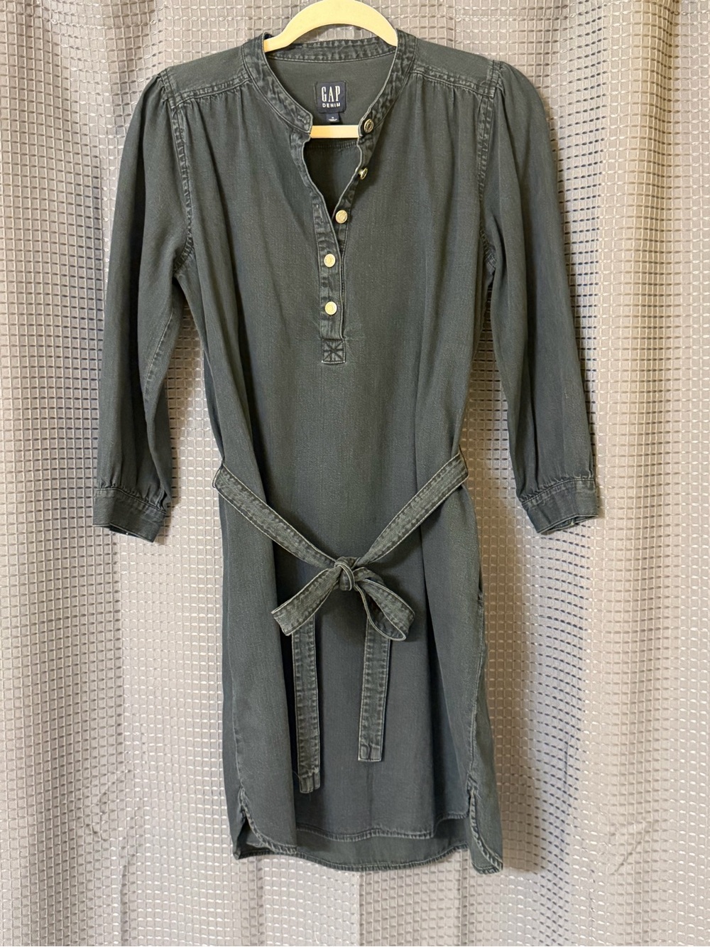 GAP Button Henley Dress with Tie Waist & Pockets